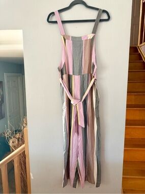 Patrons of Peace Pastel Striped Wide Leg Jumpsuit Overalls Sz Small